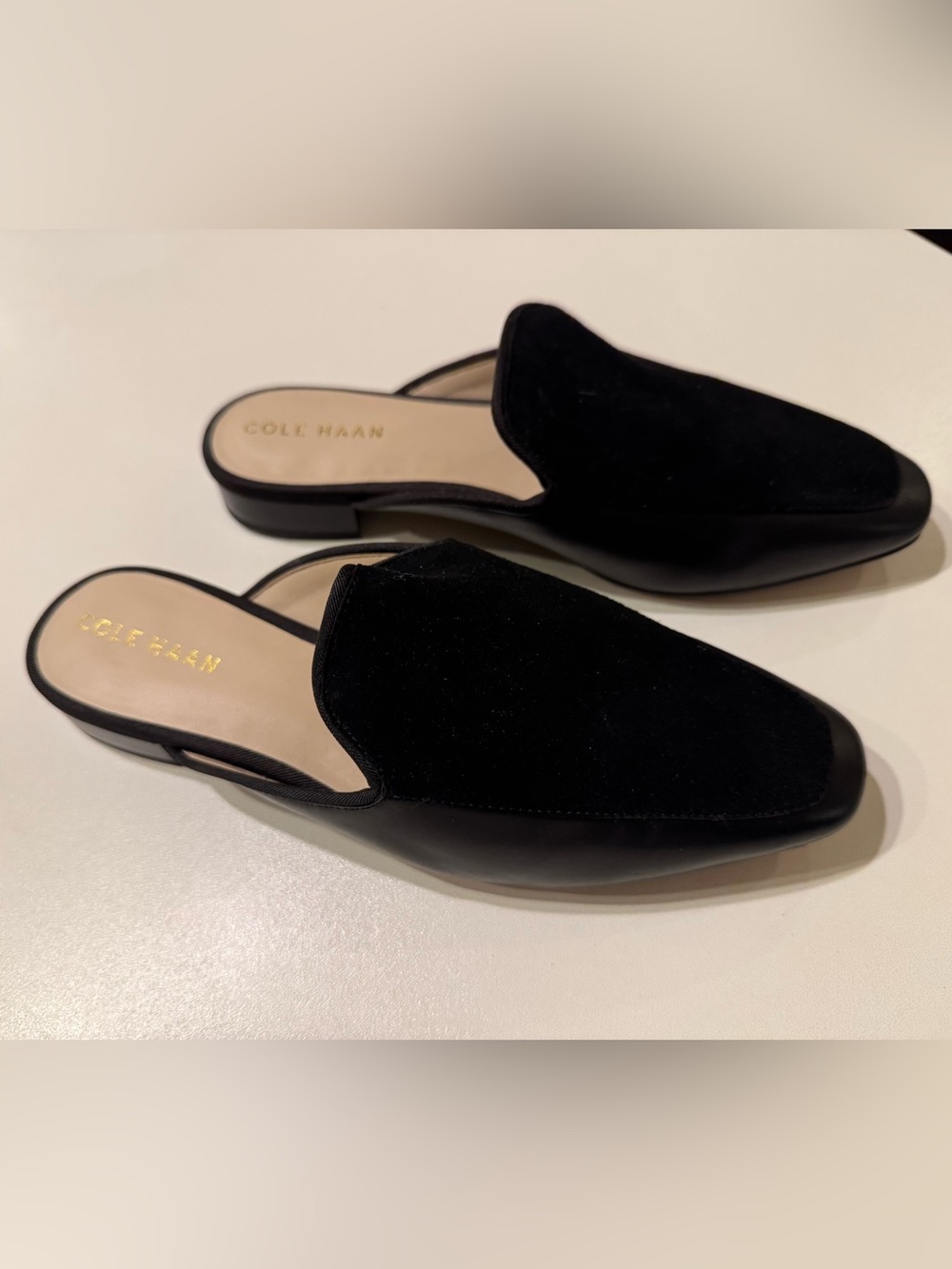 Cole Haan Perley Black Velvet Backless Mules